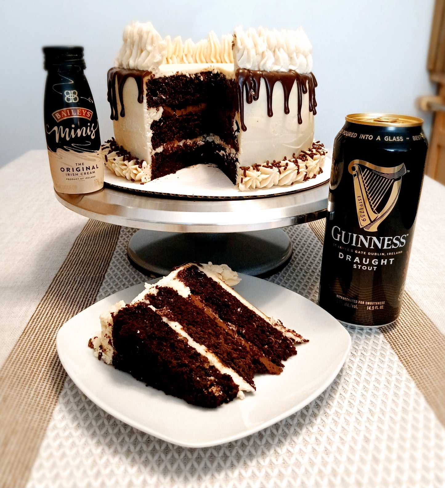 Guinness Stout Chocolate Cake with Bailey's Irish Cream Buttercream